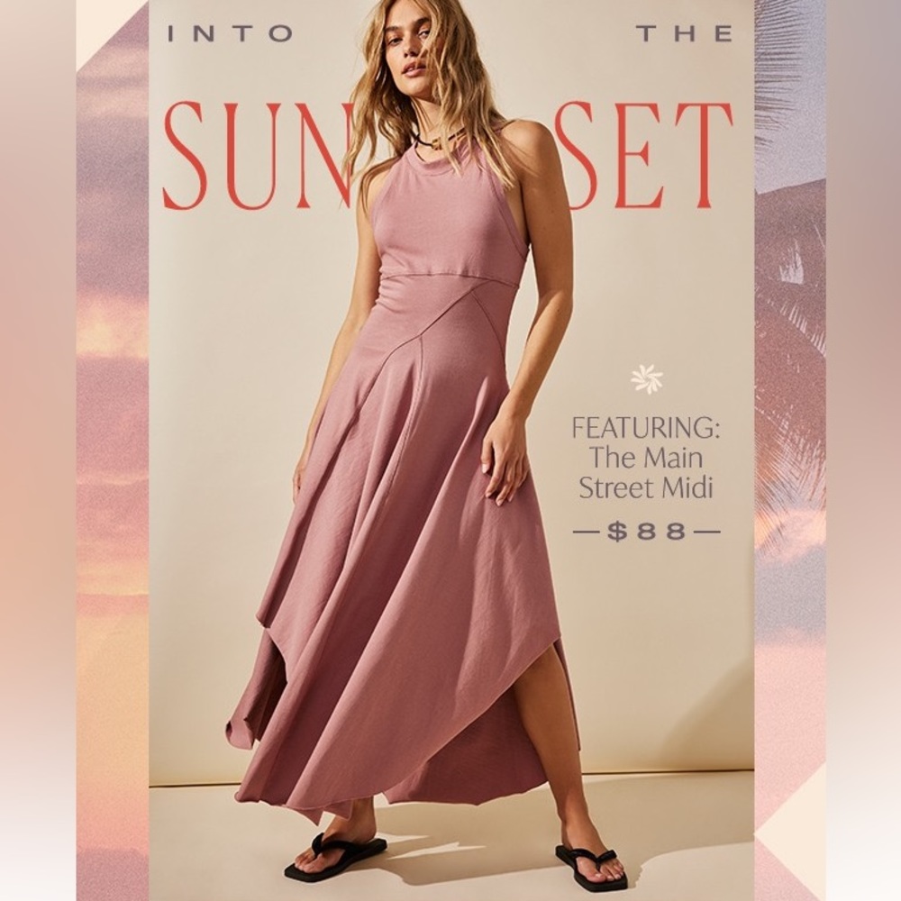 NWOT Free People Beach Main Street Midi Dress